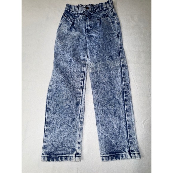 Vintage Other - Acid Wash Jeans Girls Size 6 Blue  Pleated High Waist